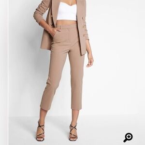 Express Taupe Super High Waisted Cropped Straight Pants